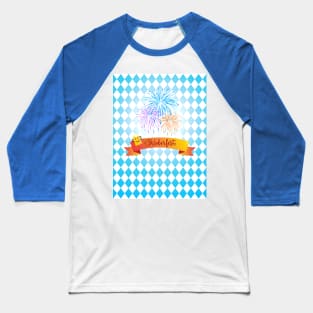 OKTOBERFEST beer festival decoration. Bavarian flag blue pattern. Octoberfest Holiday Party Design Baseball T-Shirt